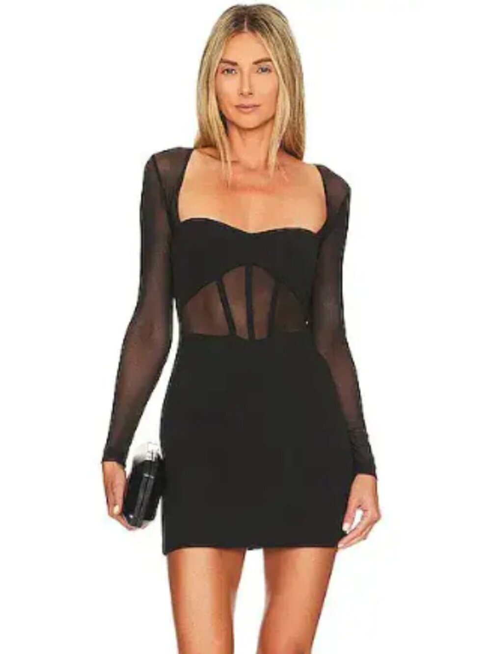 Nookie Sade Long Sleeve Mini Dress Black Women's Size XL Bodycon Party Evening